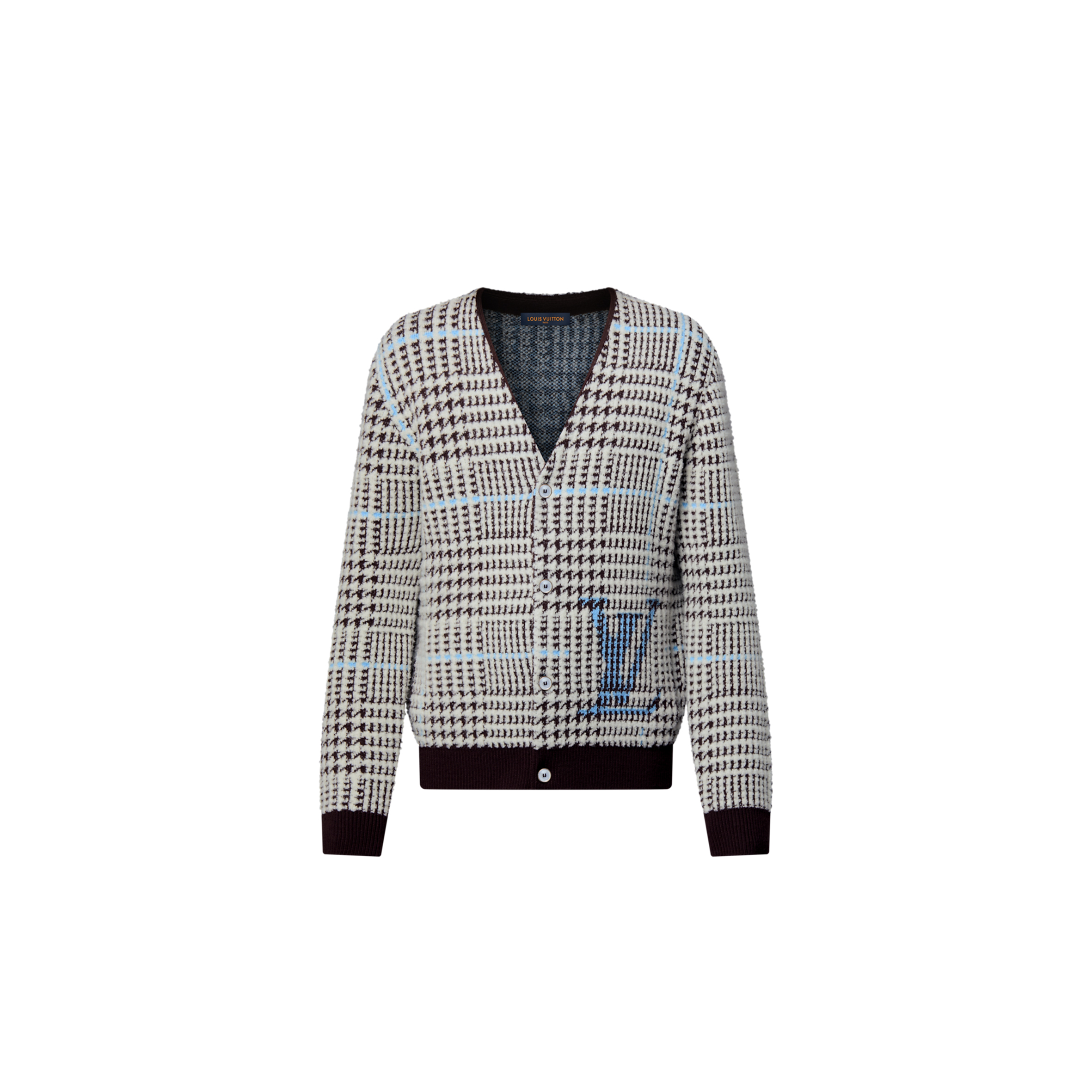 LOUIS VUITTON TEXTURED PLAID CARDIGAN 1AJBSP